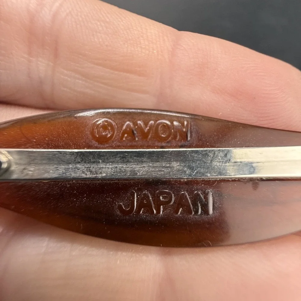 Vintage Avon Hair Clip Brown Amber Acrylic Faux Tortoise Leaf Barrette